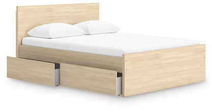 Onita - Natural - Queen Panel Platform Bed With 1 Side Storage