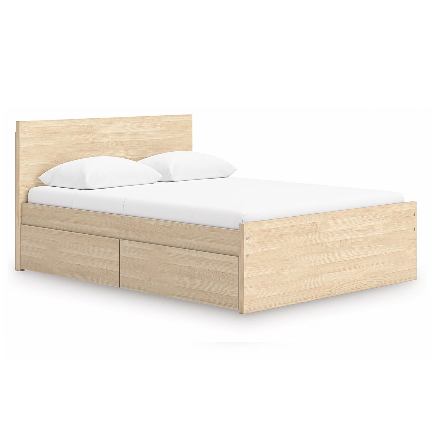 Onita - Natural - Queen Panel Platform Bed With 1 Side Storage