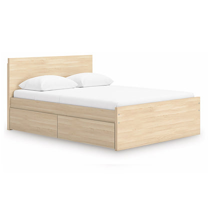 Onita - Natural - Queen Panel Platform Bed With 1 Side Storage