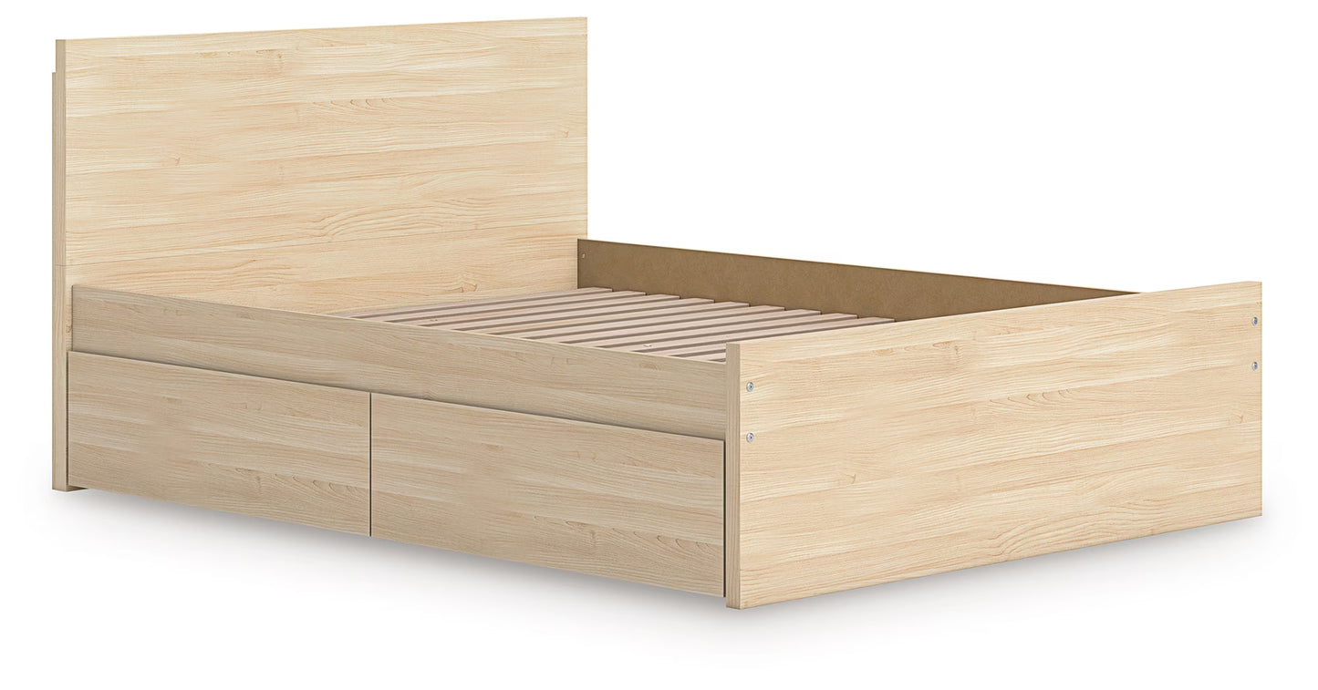 Onita - Natural - Full Panel Platform Bed With 2 Side Storage