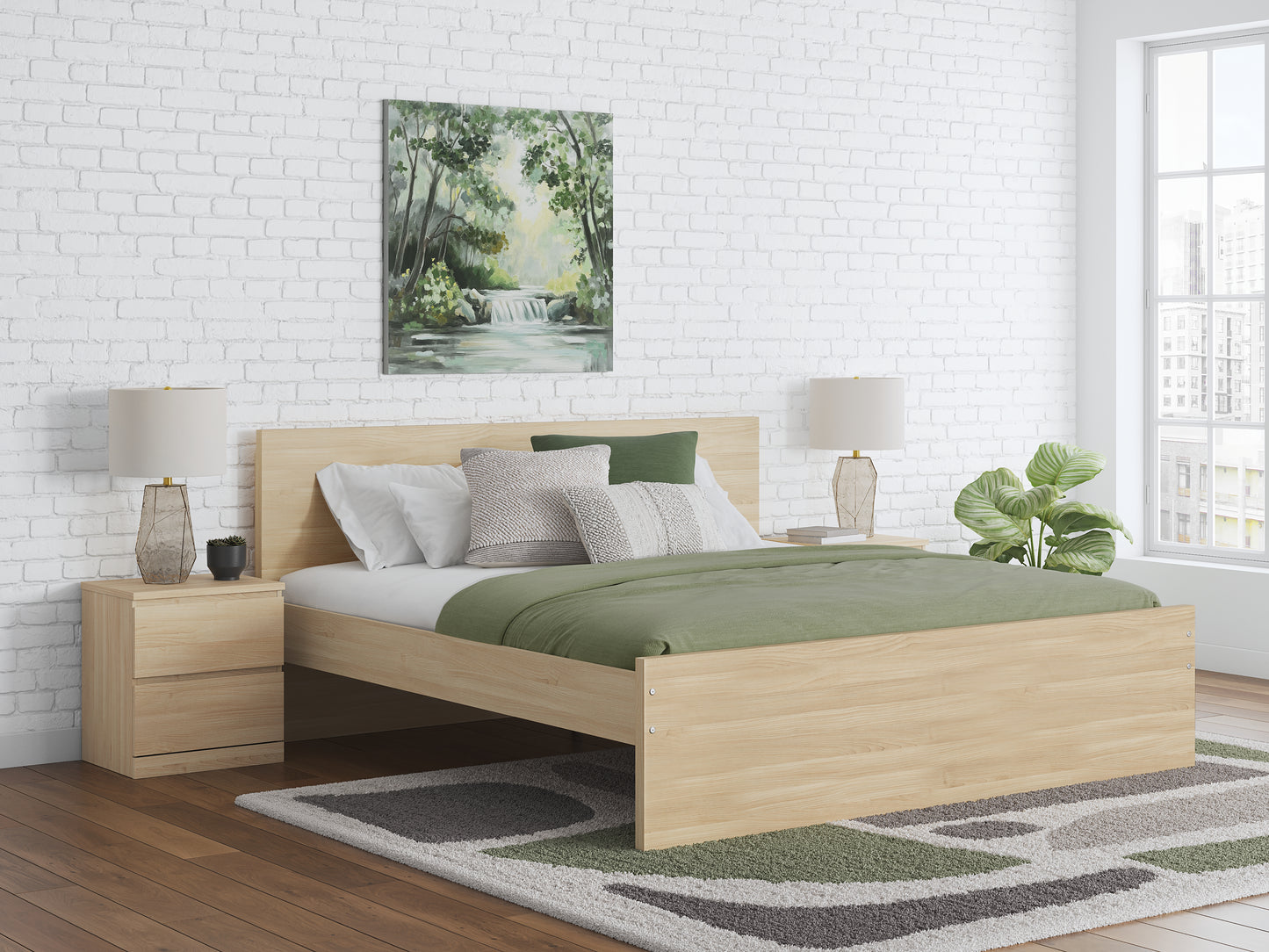Onita - Natural - Queen Panel Platform Bed With 2 Side Storage