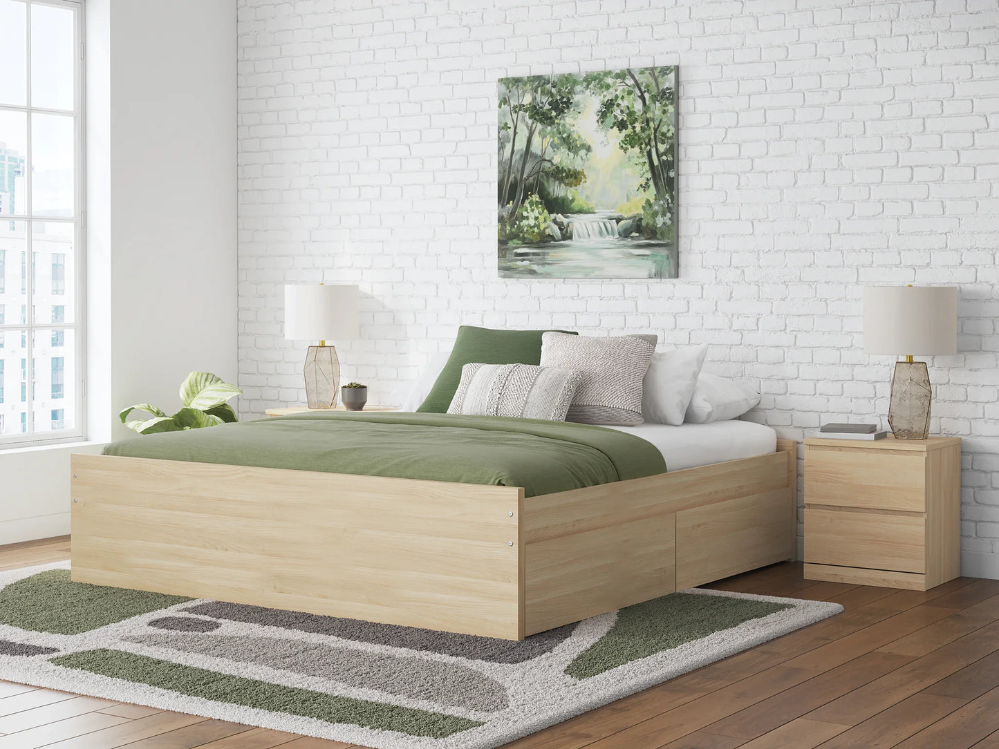 Onita - Natural - King Platform Bed With 2 Side Storage