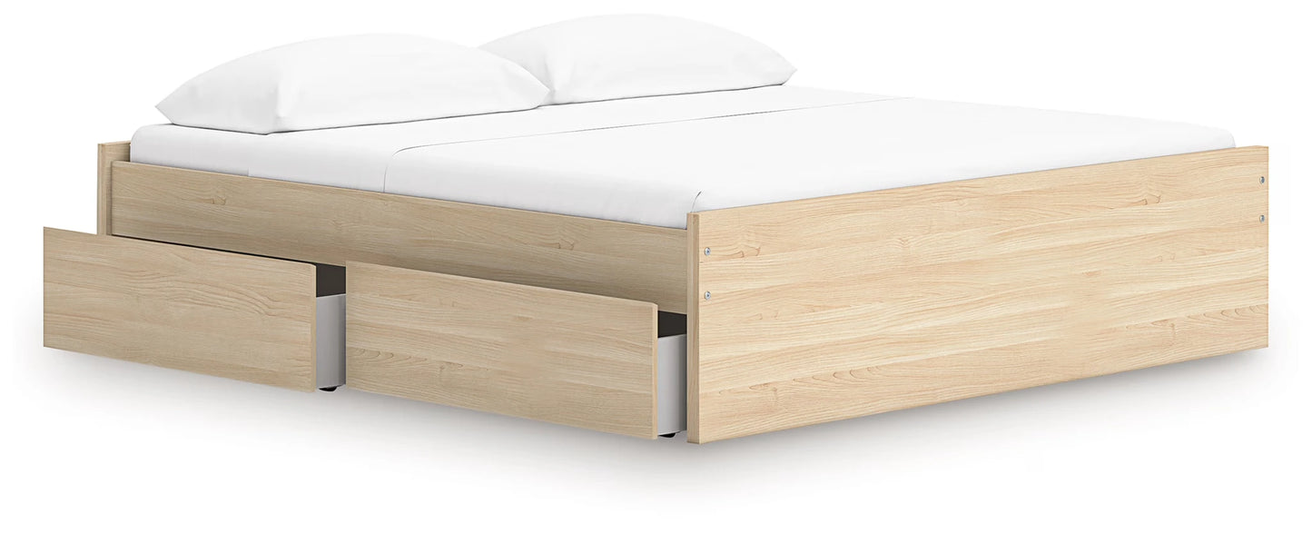 Onita - Natural - King Platform Bed With 2 Side Storage