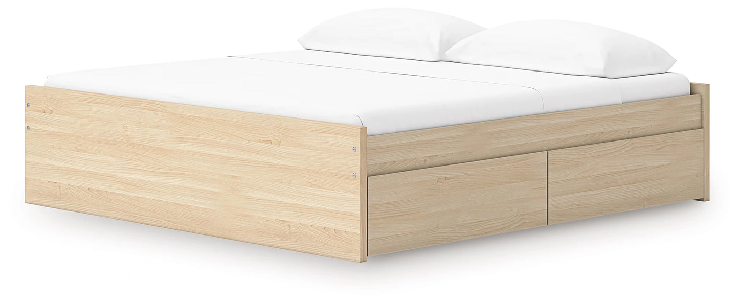 Onita - Natural - King Platform Bed With 2 Side Storage