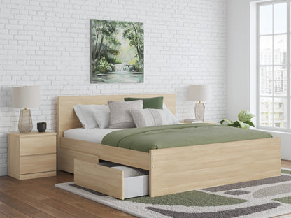 Onita - Natural - King Panel Platform Bed With Storage