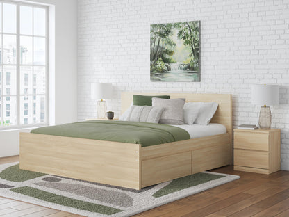 Onita - Natural - King Panel Platform Bed With 2 Side Storage