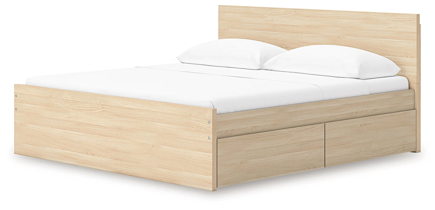 Onita - Natural - King Panel Platform Bed With 2 Side Storage