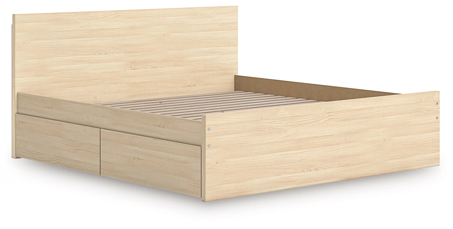 Onita - Natural - King Panel Platform Bed With 2 Side Storage