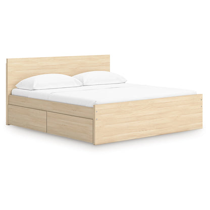 Onita - Natural - King Panel Platform Bed With 2 Side Storage