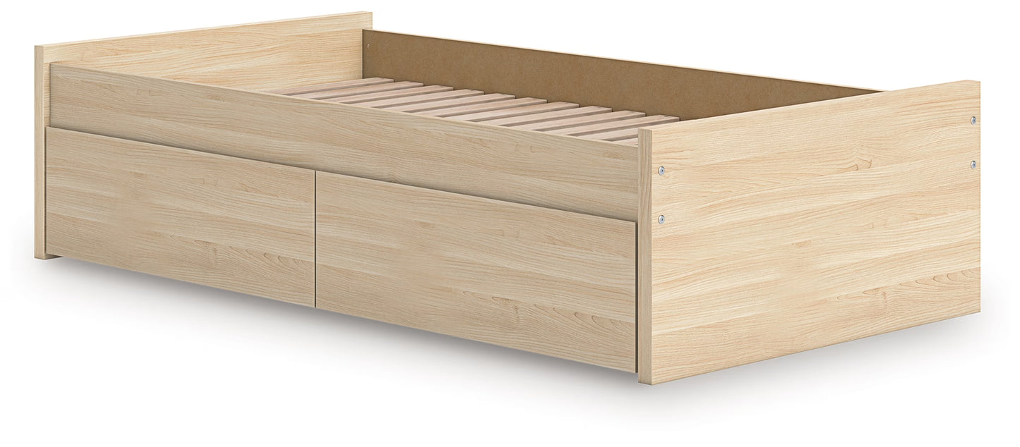 Onita - Natural - Twin Platform Bed With 1 Side Storage