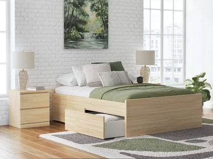 Onita - Natural - Full Platform Bed With 1 Side Storage
