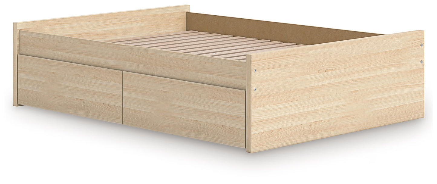 Onita - Natural - Full Platform Bed With 1 Side Storage