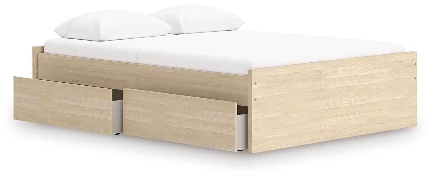Onita - Queen Platform Bed With 1 Side Storage - Natural