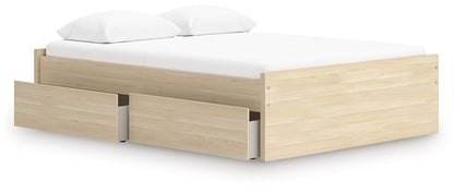 Onita - Queen Platform Bed With 1 Side Storage - Natural
