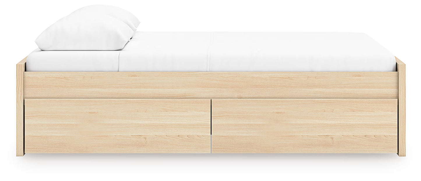 Onita - Queen Platform Bed With 1 Side Storage - Natural