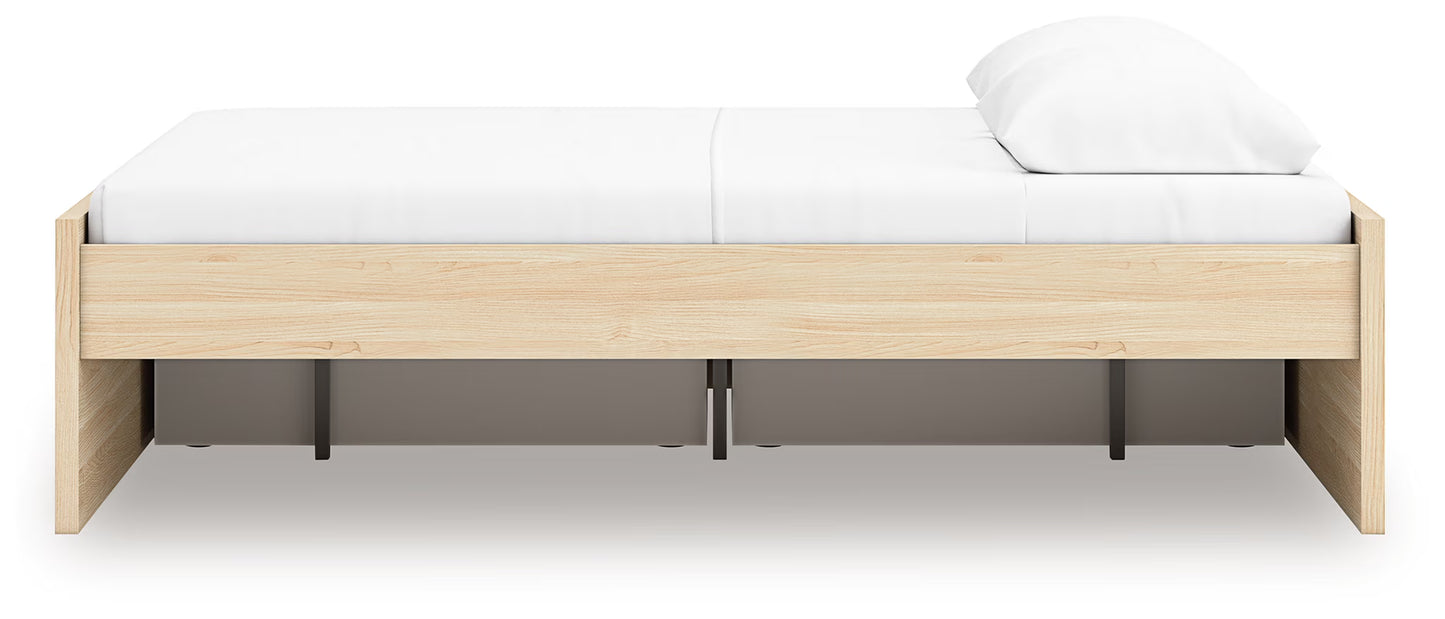 Onita - Queen Platform Bed With 1 Side Storage - Natural