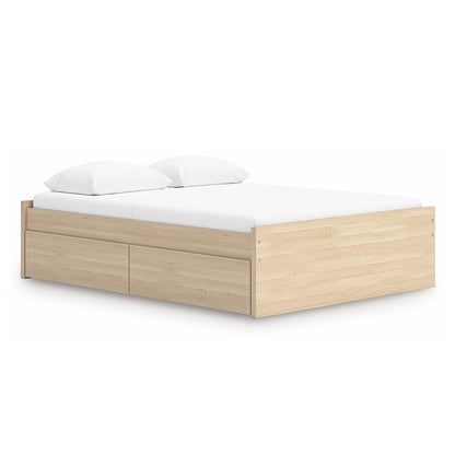 Onita - Queen Platform Bed With 1 Side Storage - Natural
