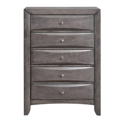 Emily - 5-Drawer Chest (Sturdy) - Gray