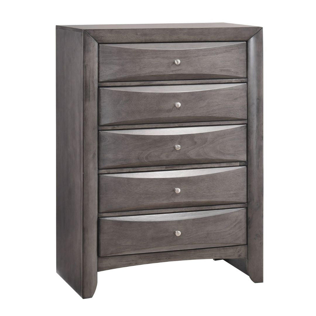 Emily - 5-Drawer Chest (Sturdy) - Gray