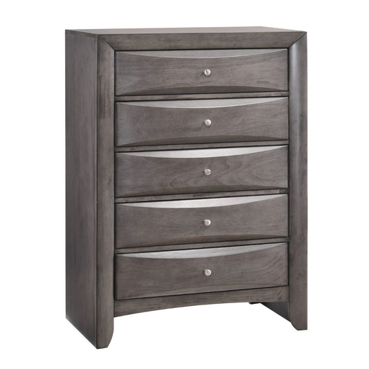 Emily - 5-Drawer Chest (Sturdy) - Gray