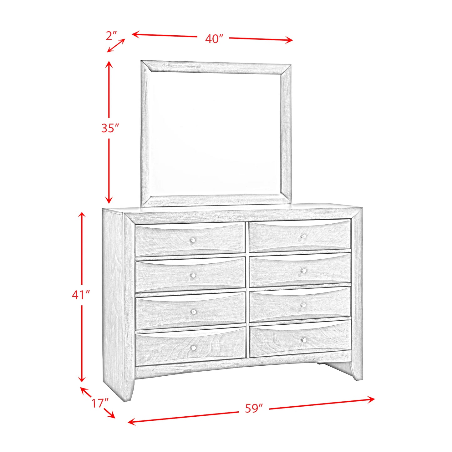 Emily - Dresser & Mirror Set - Weathered Gray