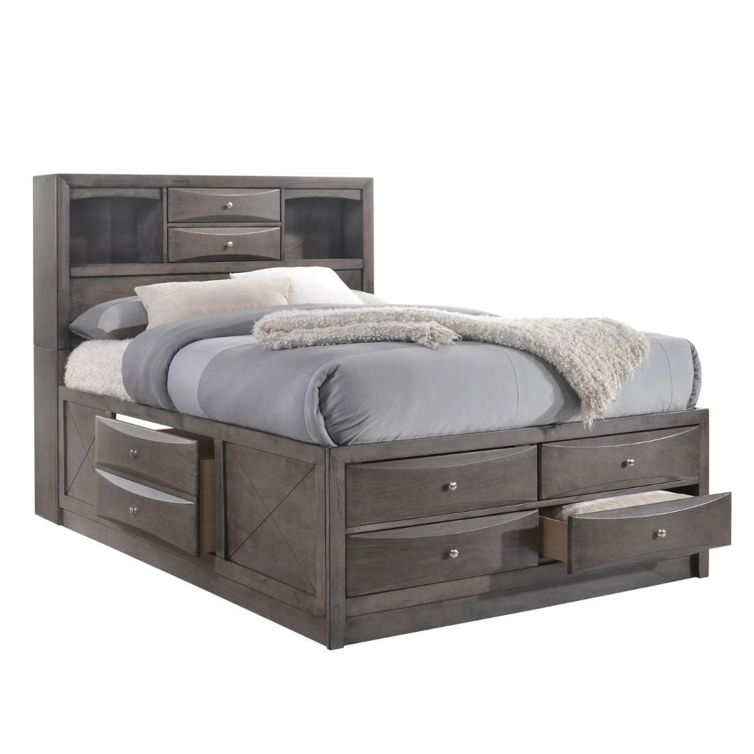 Emily - King Storage Bed - Weathered Gray