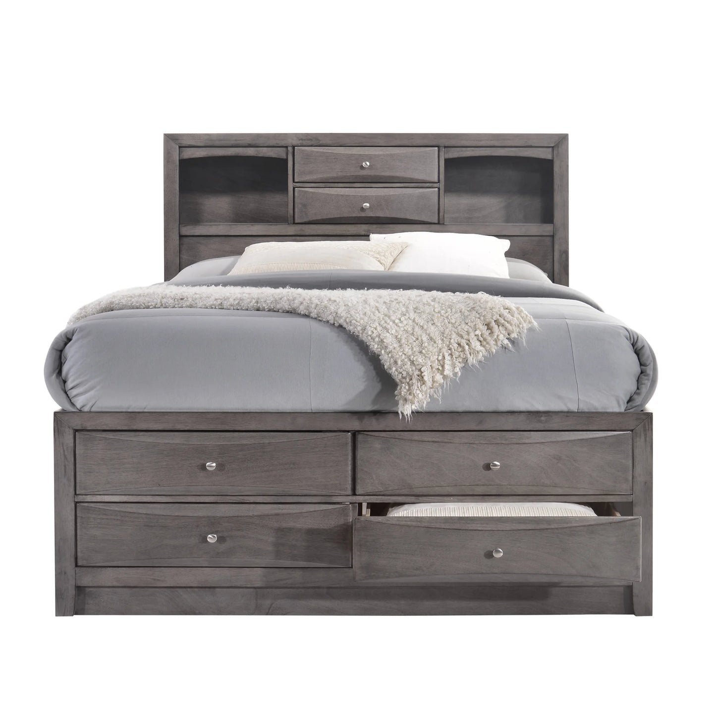 Emily - King Storage Bed - Dark Gray