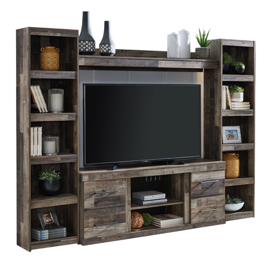 Derekson - Multi Gray - 4-Piece Entertainment Center