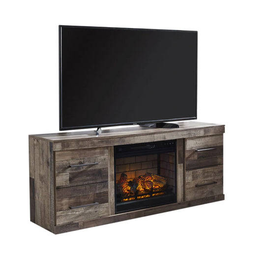 Derekson - Multi Gray - TV Stand With Electric Fireplace