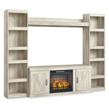 Bellaby - Whitewash - 5-Piece Entertainment Center With Electric Fireplace