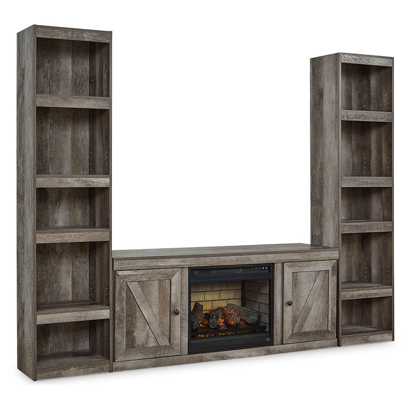 Wynnlow - Gray - 3-Piece Entertainment Center With Electric Fireplace