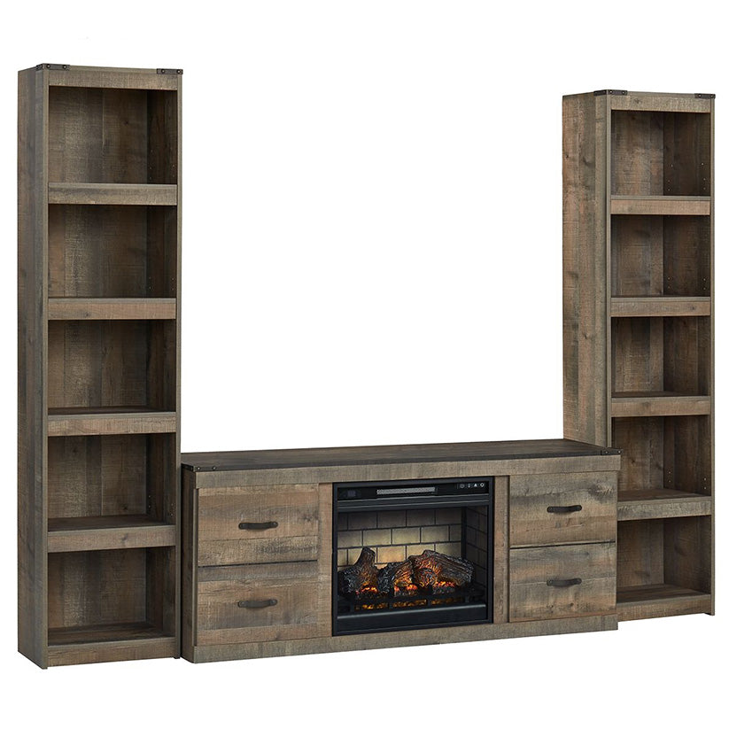 Trinell - Brown - 3-Piece Entertainment Center With Electric Fireplace