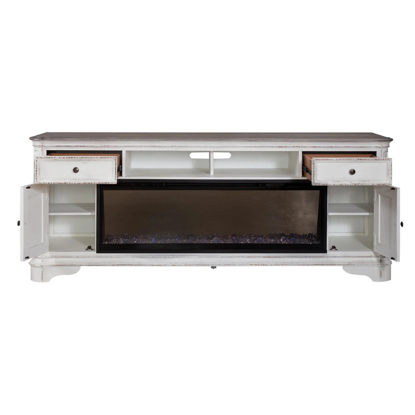 Magnolia Manor - 82" Fireplace TV Console - White