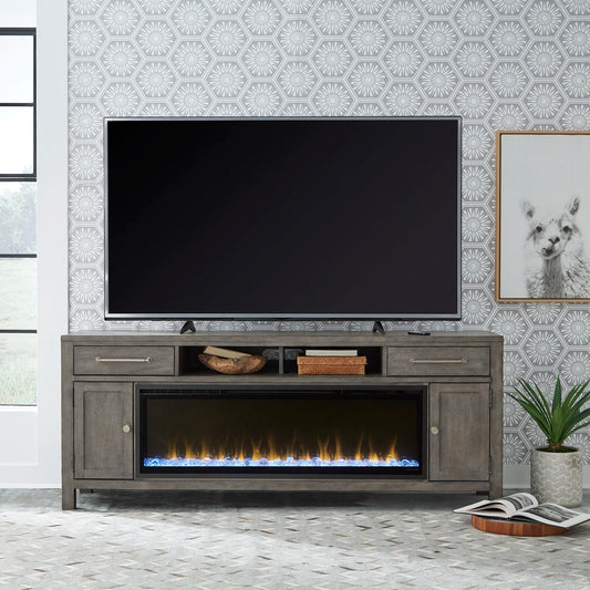 Modern Farmhouse - 78" Fireplace TV Console - Dusty Charcoal