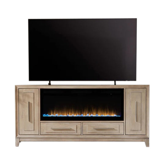 Fireplace TV Consoles - 80" x 34" Fireplace TV Console - Light Brown