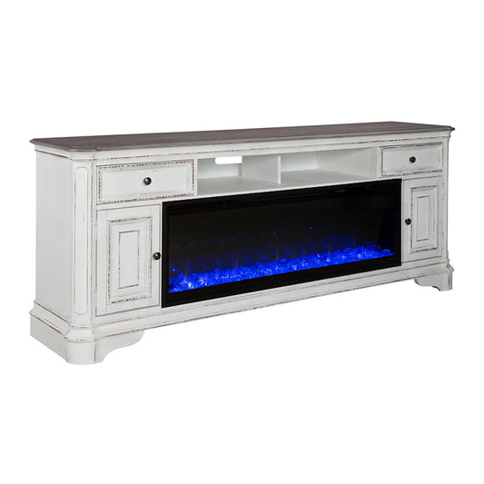 Magnolia Manor - 82" Console With Fire - White