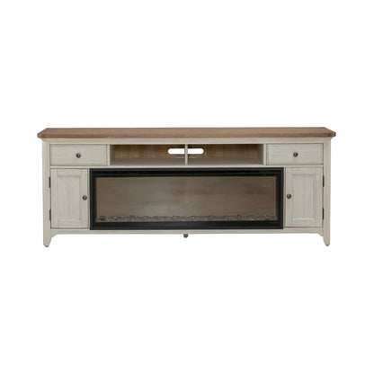 79" Console With Fire - Medium Brown