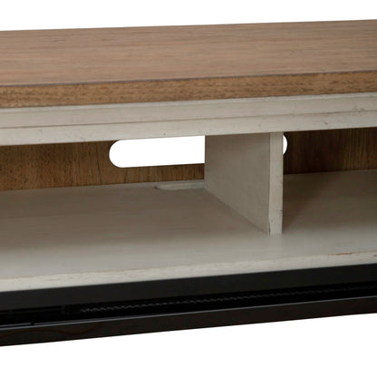 79" Console With Fire - Medium Brown