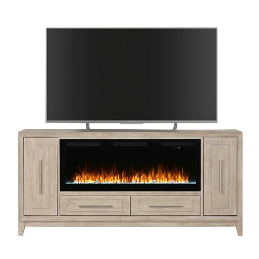 Fireplace TV Consoles - 80" Console With Fire FTS - Light Brown