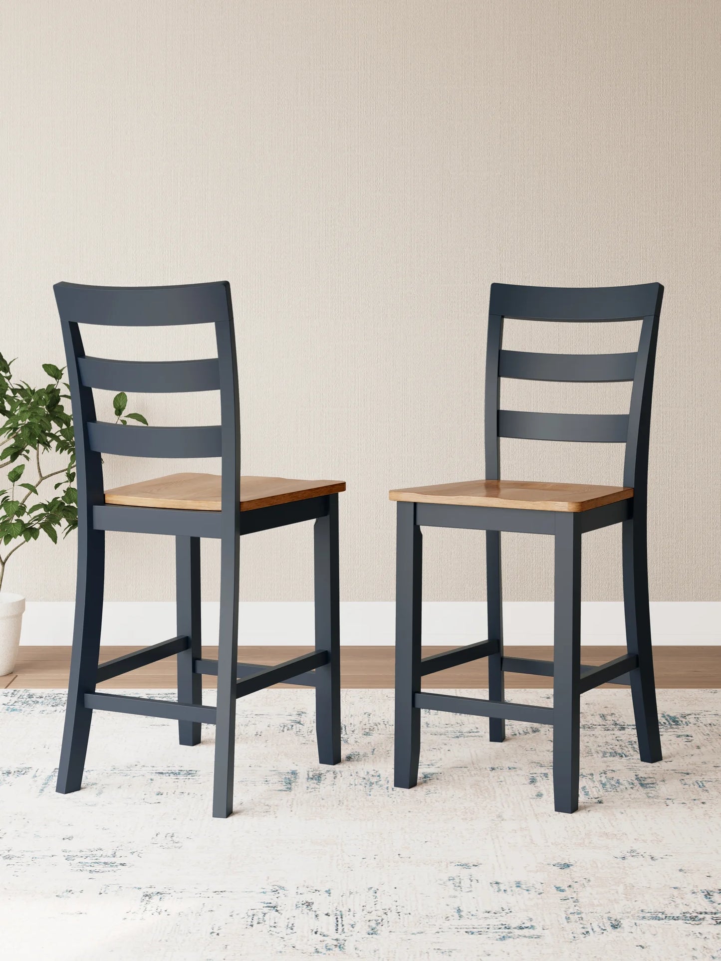 Gesthaven - Natural / Blue - Barstool (Set of 2)