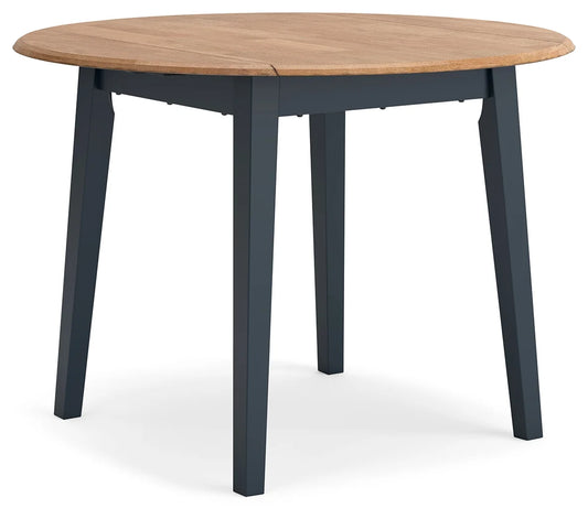 Gesthaven - Natural / Blue - Round Dining Room Drop Leaf Table