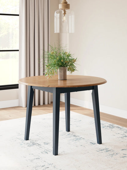 Gesthaven - Natural / Blue - Round Dining Room Drop Leaf Table 1