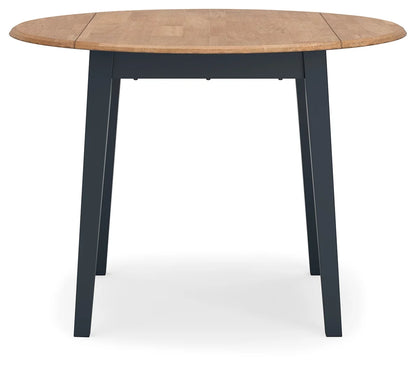 Gesthaven - Natural / Blue - Round Dining Room Drop Leaf Table 2