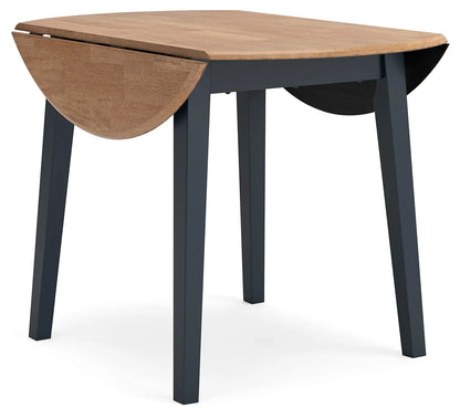 Gesthaven - Natural / Blue - Round Dining Room Drop Leaf Table 3