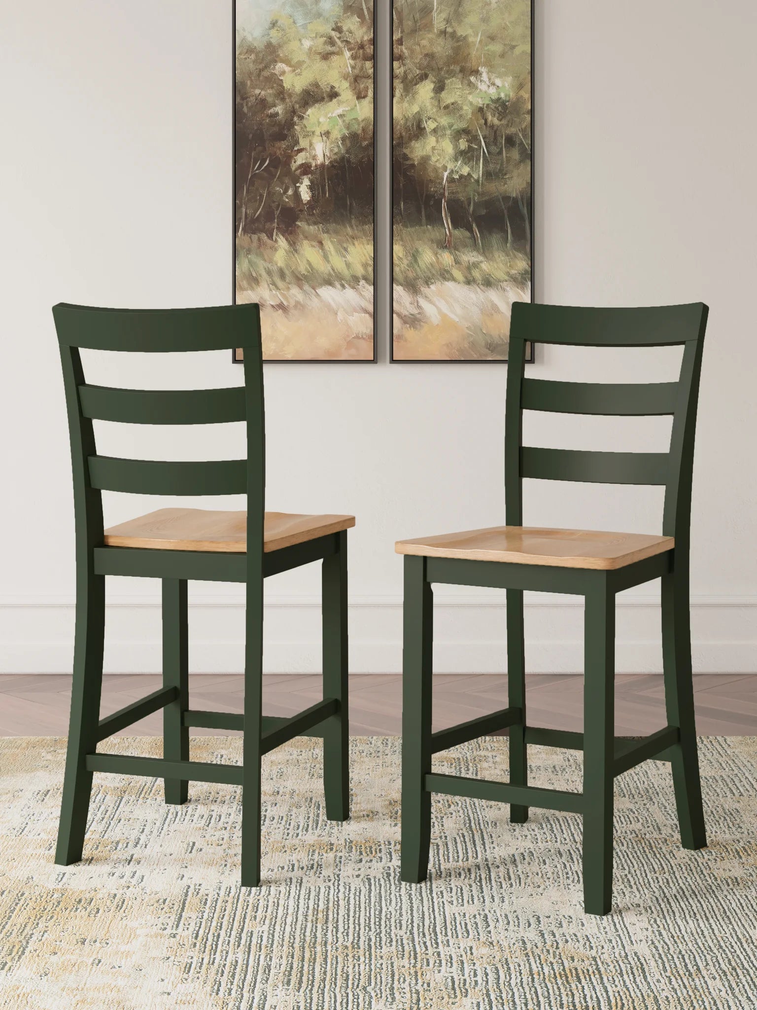 Gesthaven - Natural / Green - Barstool (Set of 2) 1