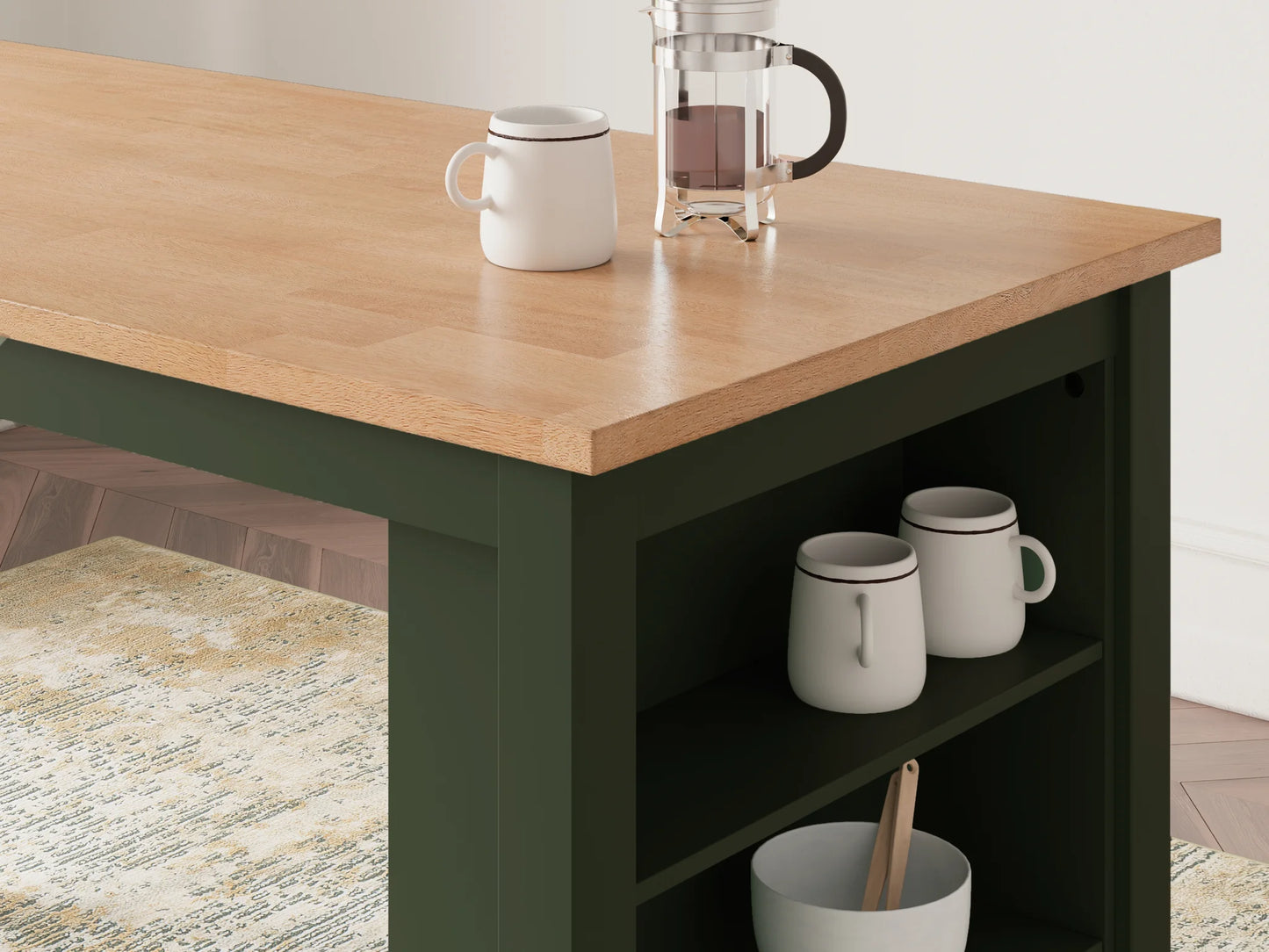 Gesthaven - Natural / Green - Rectangular Dining Room Counter Table 8