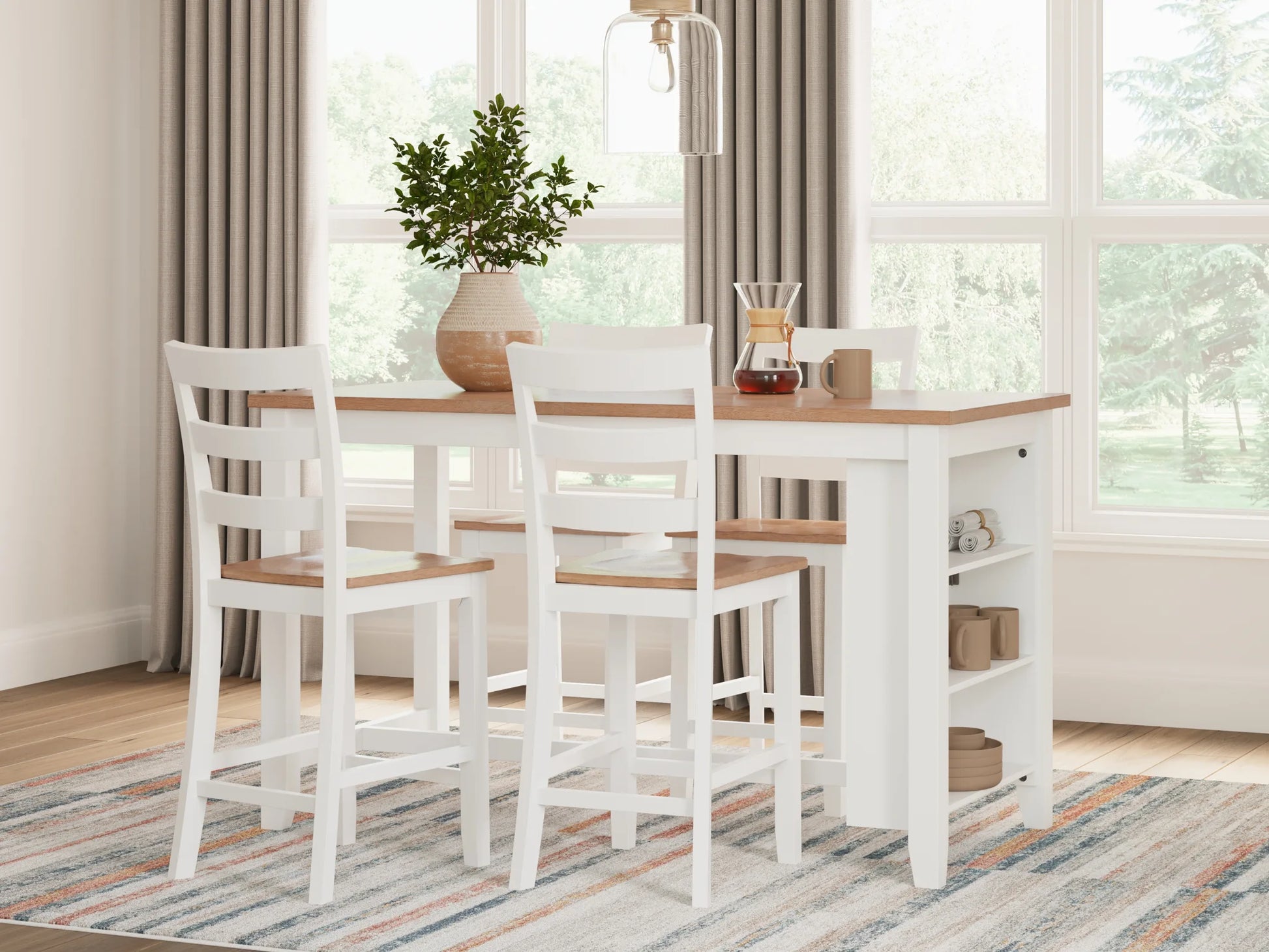 Gesthaven - Natural / White - Rectangular Dining Room Counter Table 9