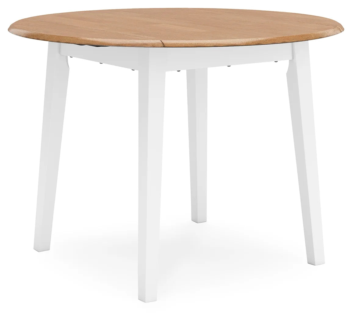 Gesthaven - Natural / White - Round Dining Room Drop Leaf Table