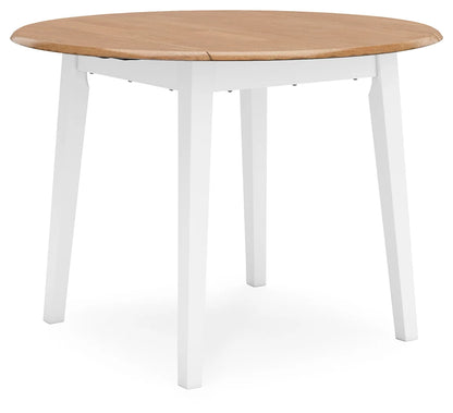 Gesthaven - Natural / White - Round Dining Room Drop Leaf Table