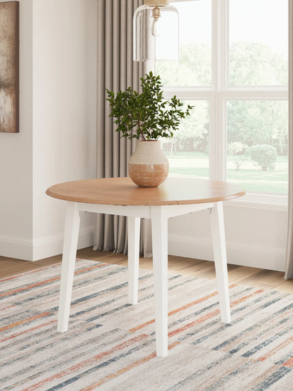 Gesthaven - Natural / White - Round Dining Room Drop Leaf Table 1